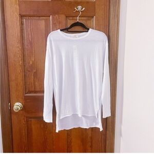 ANTHROPOLOGIE T.LA White Long Sleeve Tee T-Shirt Top High Low Hem NWT Size XS
